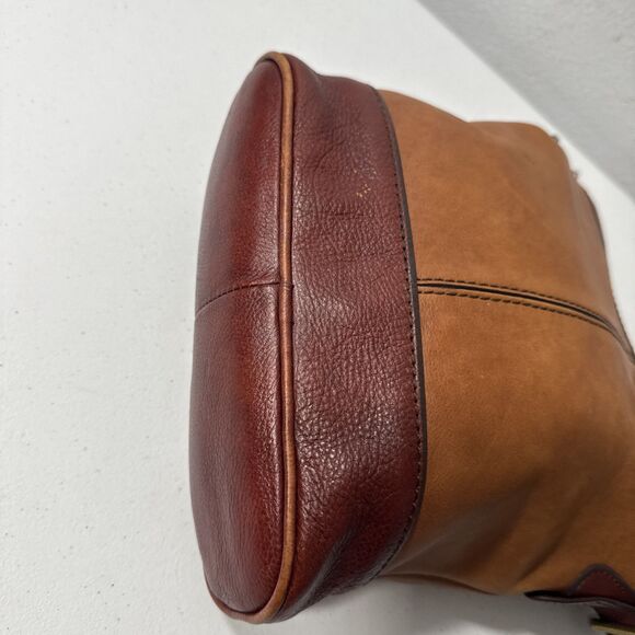 Fossil Crossbody Shoulder Purse Two‎ Tone Brown Lather Bucket Purse - Picture 14 of 15